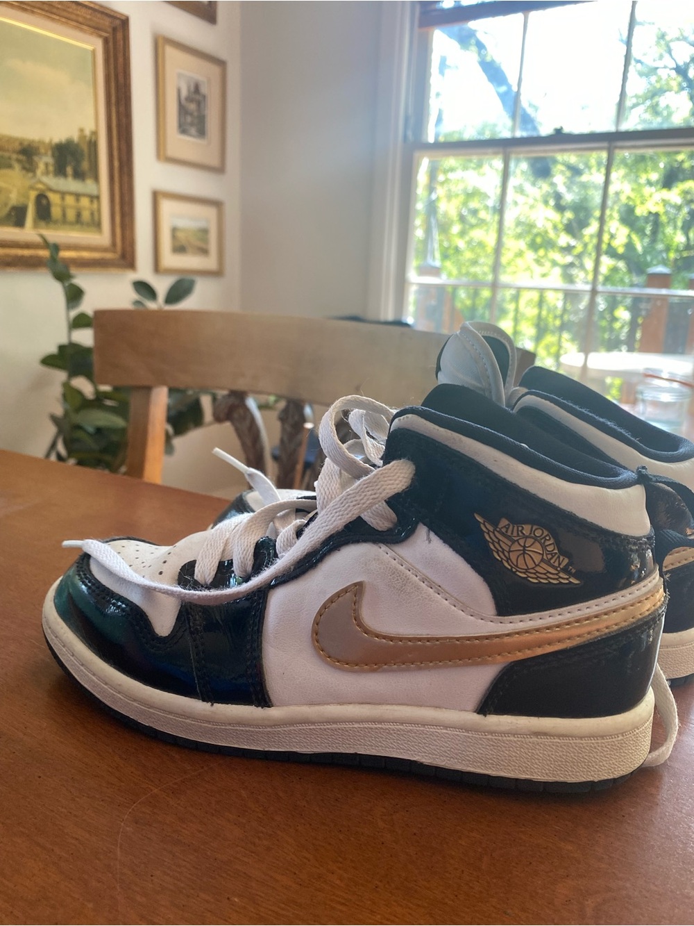Nike Kids White, Black & Gold High-Top Sneakers